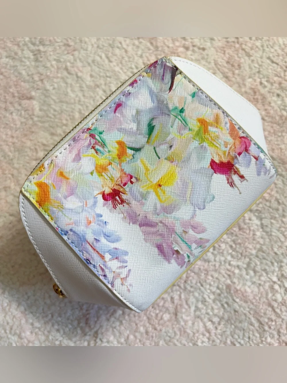 Ted Baker London White Floral Print Cosmetic Pouch
